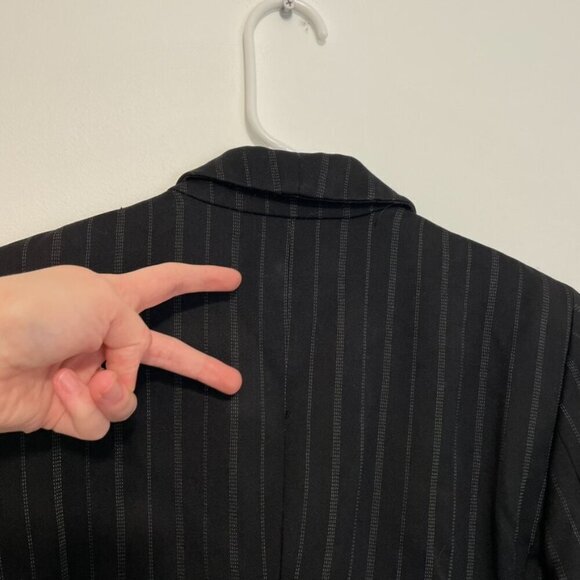VINTAGE VTG ARMANI COLLEZIONI Black White Vertical Pinstripe WOOL Blazer Jacket - Picture 9 of 16